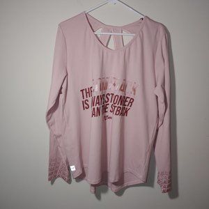 Ladyboss Swag Long Sleeve Cut Out back Long Sleeve Grap Top  Size XXL Blush Pink